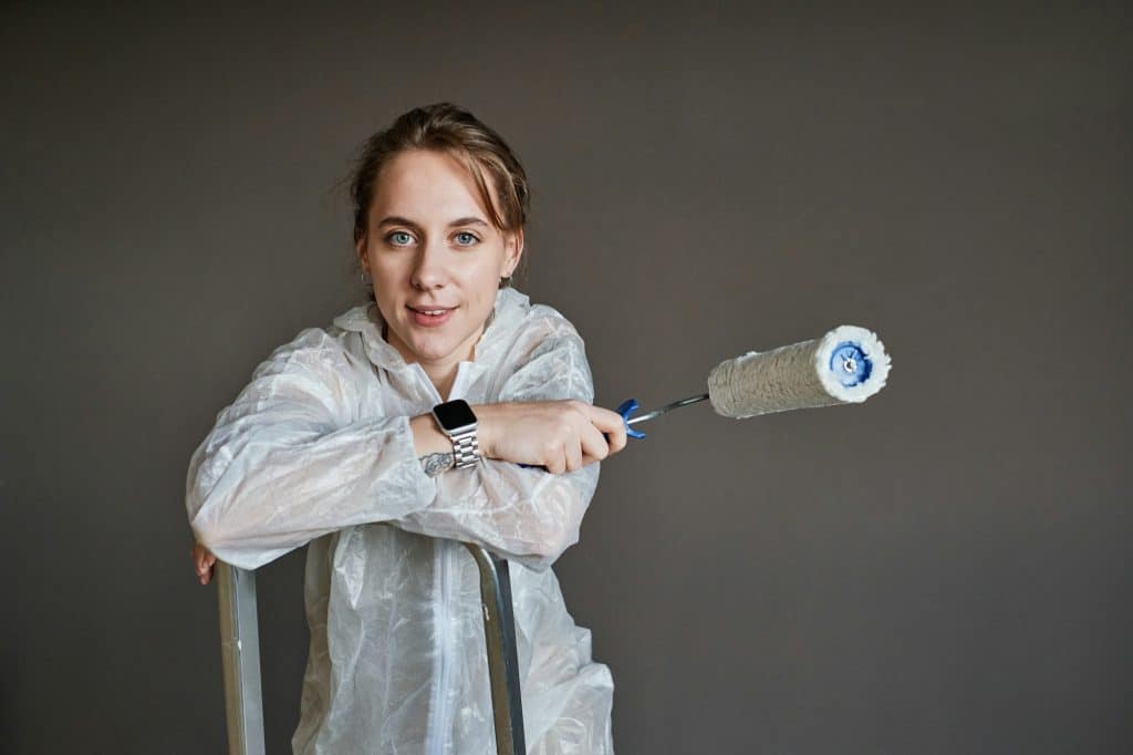 Caucasian Woman Renovating House